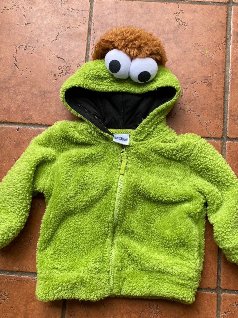 Oscar The Grouch plush Sesame Street toddler hoodie 2T